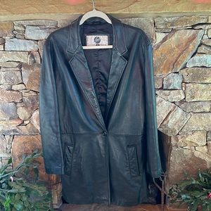 💯Genuine Leather Black Large Jacket;KneeLength; Fully Lined;Finest Quality!